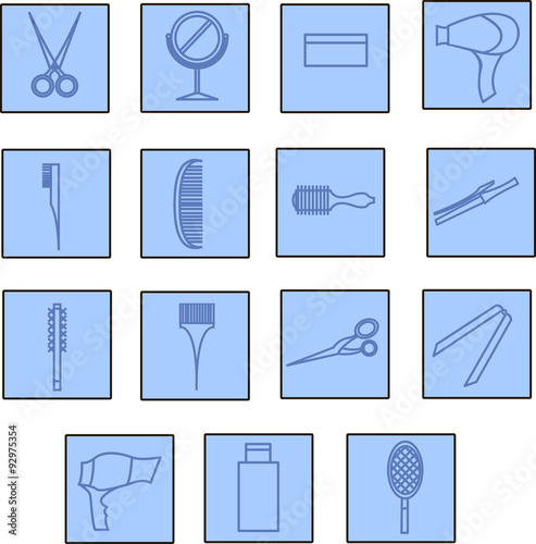 Icons square on a blue background for the design of the site hai