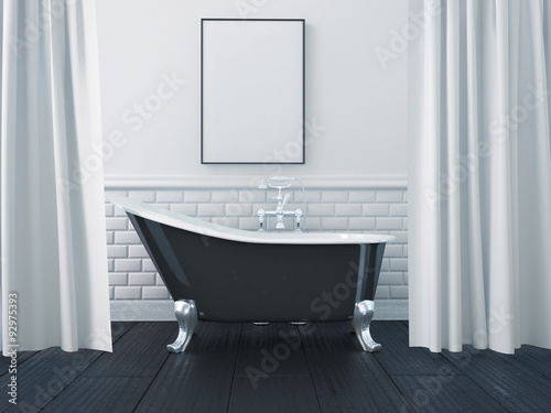 Fototapeta Naklejka Na Ścianę i Meble -  3d rendering interior of a bathroom. Poster On the bathroom wall.