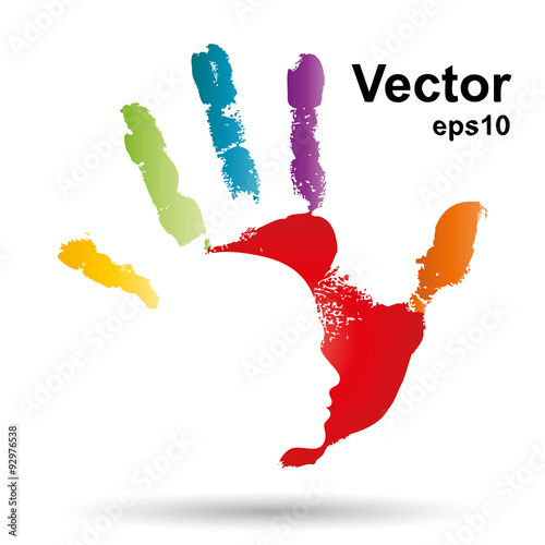 Vector conceptual abstract human child hand paint man face
