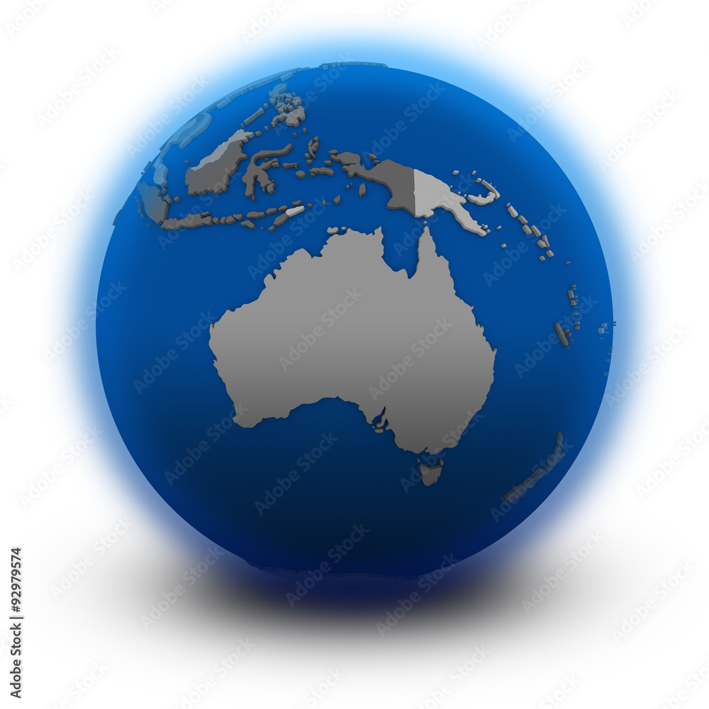 Australia on political globe