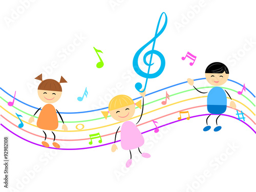 Kids and music illustration