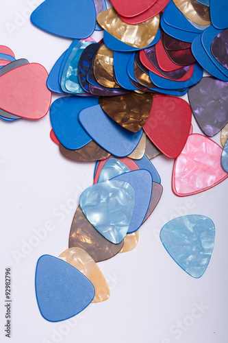 Pile of colorful plastic guitar picks