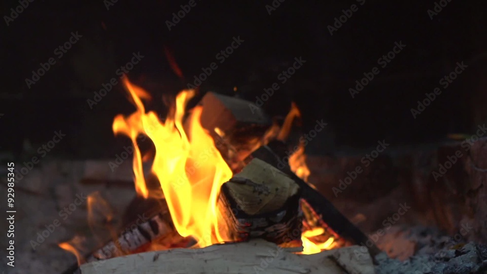 Fireplace. Fire. Bonfire burning at night Fireplace. Fire. Bonfire burning at night