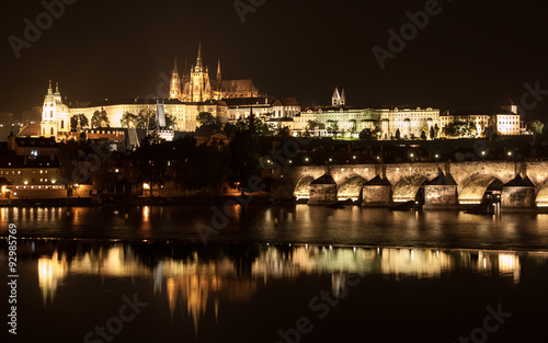 Prague Castle and Charles Bridge at night © pyty