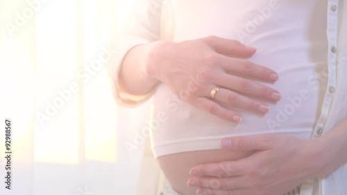 Wallpaper Mural Beautiful pregnant woman caressing her belly Torontodigital.ca