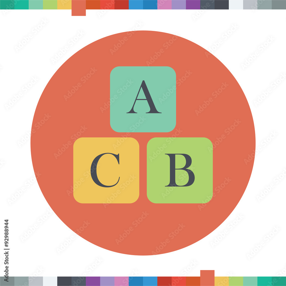 Three squares with the letters ABC icon. Three squares with the letters ABC icon.