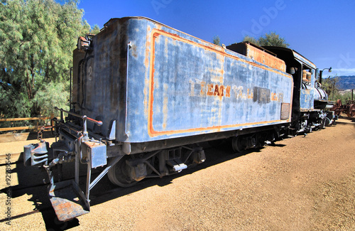 Blue Train / Old train in Death Valley Californis photo