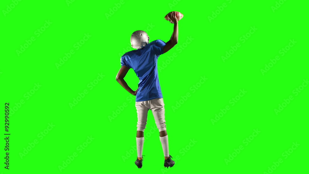 American football player on green screen American football player on green screen
