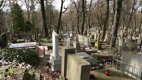 Old tombs on the Lychakiv Cemetery in Lviv, Western Ukraine photo