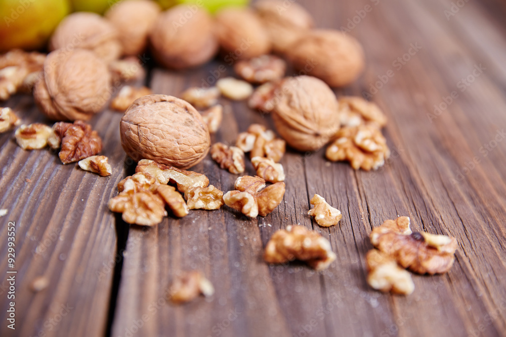 Walnuts on a table Walnuts on a table
