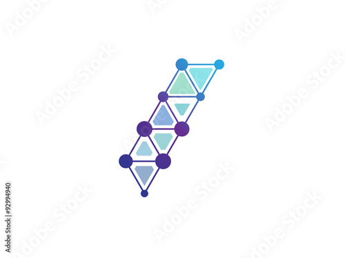 I Letter Blue Line Dot Network Logo