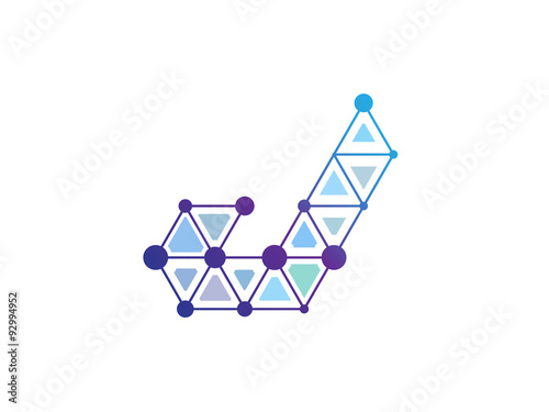 J Letter Blue Line Dot Network Logo