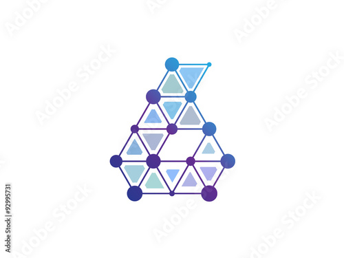 6 Number Blue Line Dot Network Logo