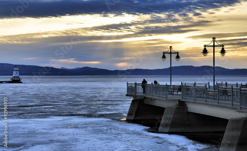 Frozen Sunset / Sunset on Lake Champlain in Burlington, Vermont photo