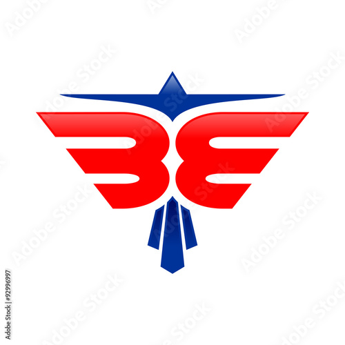 Abstract Eagle Initial BE Blue Red