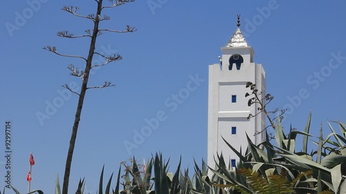 White tower in Sidi Bou Said, Tunisia photo