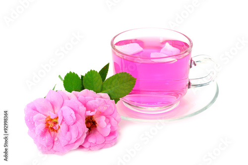 rose tea on white background.
