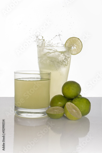 Lemonade splash on white background