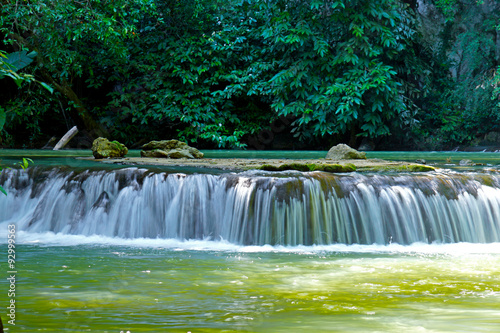 The small waterfall and rocks in Than Bok Khorani National Park 