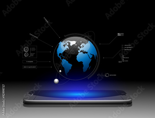 Smart Phones and Globe, vector