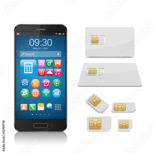 Smartphone with SIM card isolated on white background,vector