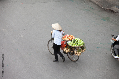 Hanoi, Vietnam, September 30, 2014: Life in Vietnam- Hanoi,Vietnam Street vendors in Hanoi's Old Quarter( Pho Co Hanoi)