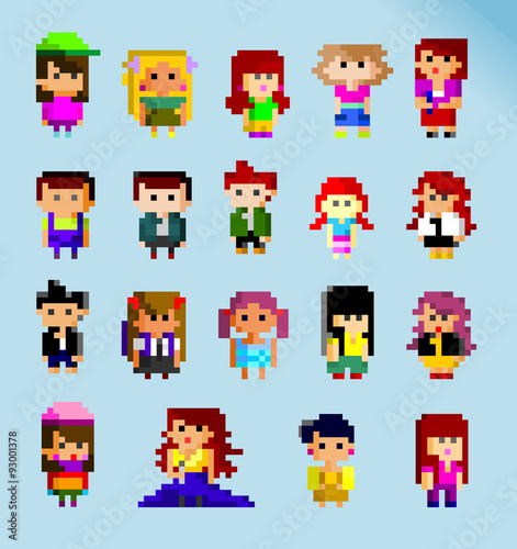 8-bit pixel people set © Ogerepus