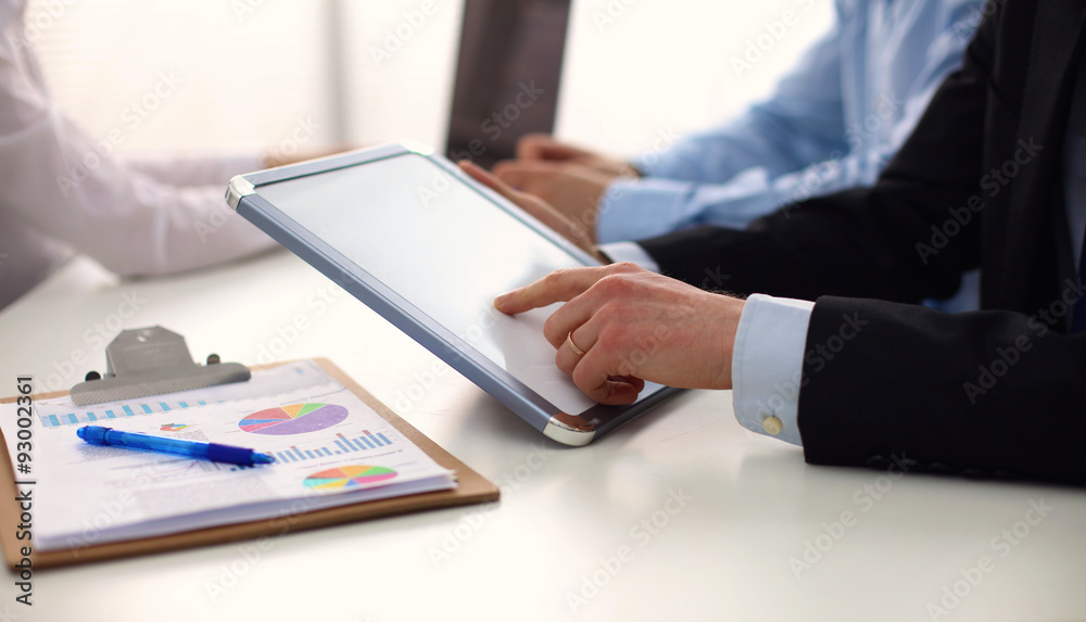 Group of business people working together on white background Group of business people working together on white background