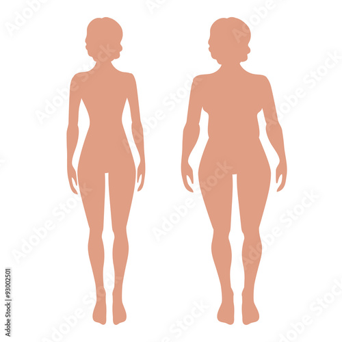 Slender and full female figures. Vector silhuette.