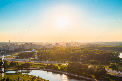 Aerial view, cityscape of Minsk, Belarus
