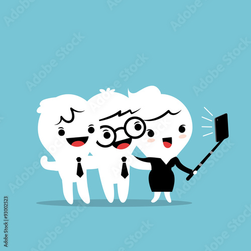 three business people taking a selfie with smartphone