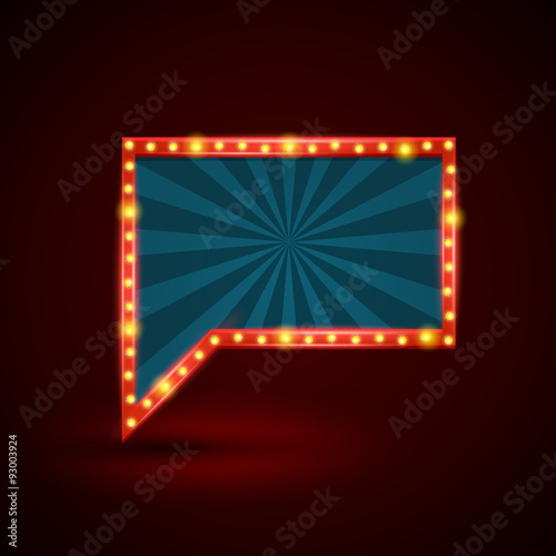 Abstract retro light square banner with light bulbs on the contour. Vector illustration. Can use for promotion advertising.