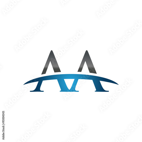 AA initial company swoosh logo blue