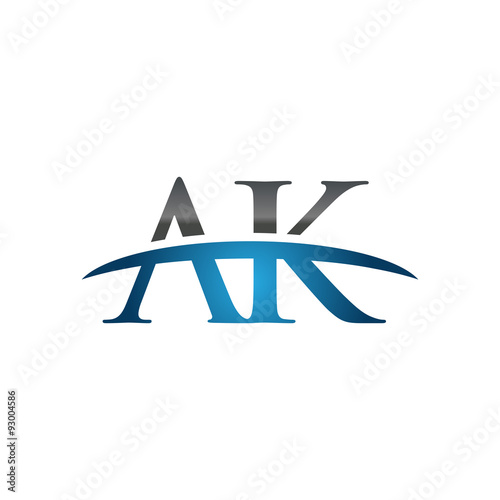 AK initial company swoosh logo blue