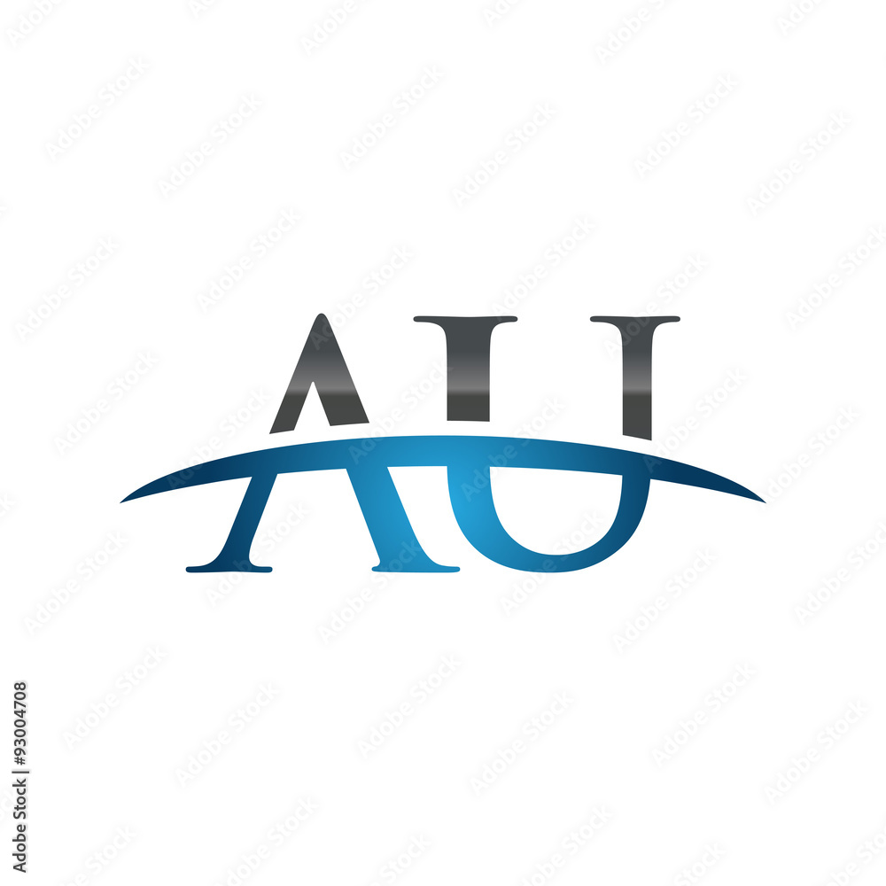 AU initial company swoosh logo blue AU initial company swoosh logo blue