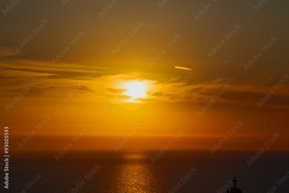 in santorini    greece sunset and