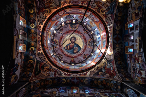 Detail of a Orthodox church decorated with Biblical motifs  mura