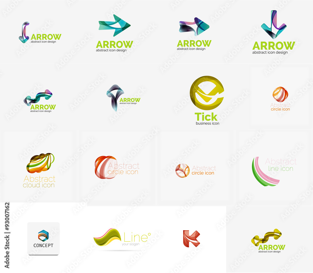 Set of universal company logo ideas, business icon collection