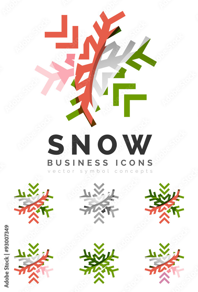 Set of abstract colorful snowflake logo icons, winter concepts Set of abstract colorful snowflake logo icons, winter concepts