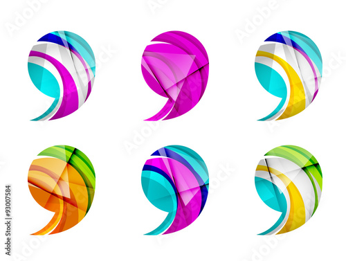 Set of abstract comma icon, business logotype concepts, clean