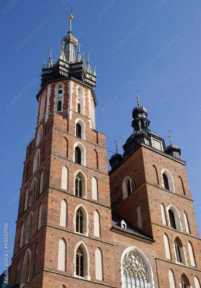 towers of Mary's Church in Krakow
