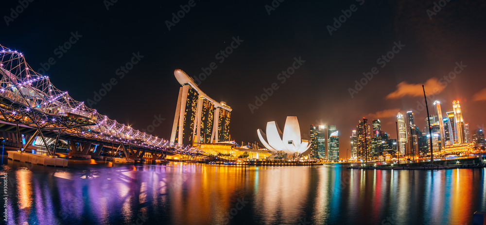 Obraz premium Laser show in Marina bay Sands
