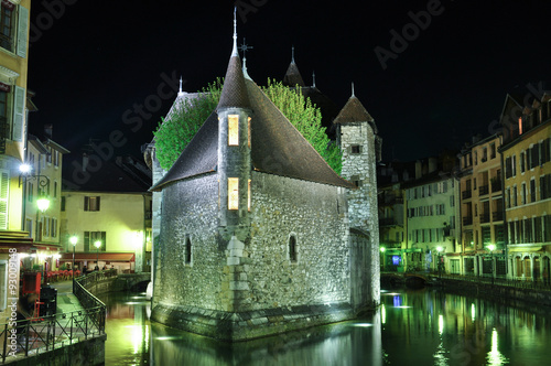 Le Palais de I'lle, Annecy, France- The old prison at night #93009148