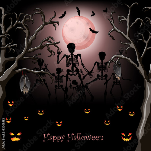 Halloween skeleton poster design