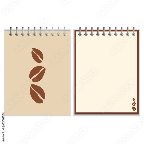 Notebook cover design with coffee beans