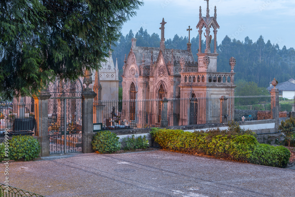 Fototapeta premium The cemetery near the Mosteiro de Vairao, an Albergue on the Camino Portugues