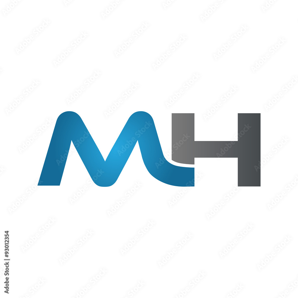 MH company linked letter logo blue