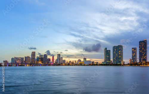 Miami city skyline panorama at night