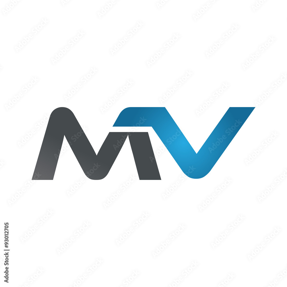 MV company linked letter logo blue MV company linked letter logo blue