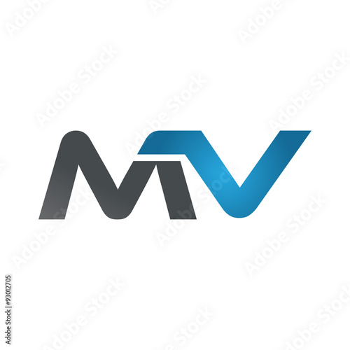 MV company linked letter logo blue